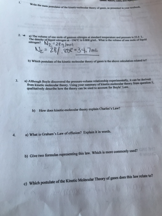 Solved Here, And Write The Main Postulates Of The Kinetic De | Chegg.com