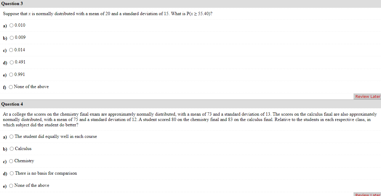 Solved Question 3 Suppose that x is normally distributed | Chegg.com