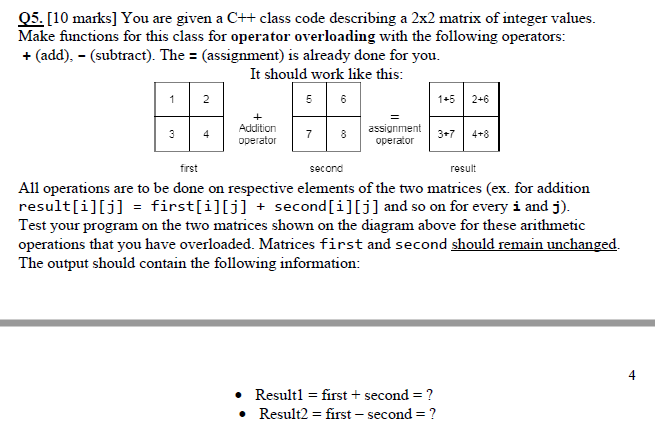 Solved Q5. [10 marks] You are given a C++ class code | Chegg.com