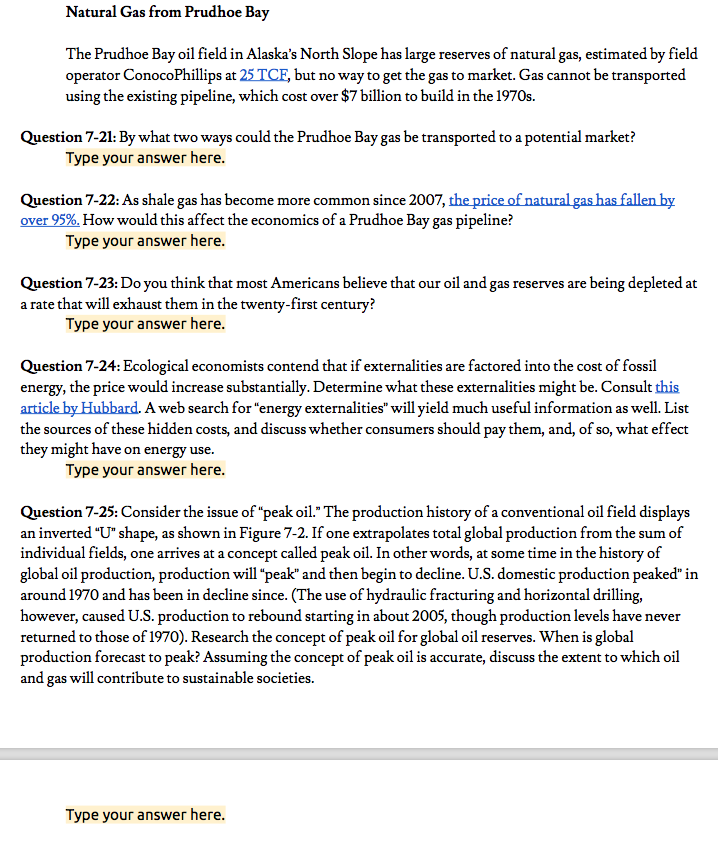 Solved Natural Gas from Prudhoe Bay The Prudhoe Bay oil