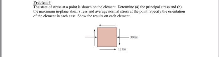 Solved Problem 4 The state of stress at a point is shown on | Chegg.com
