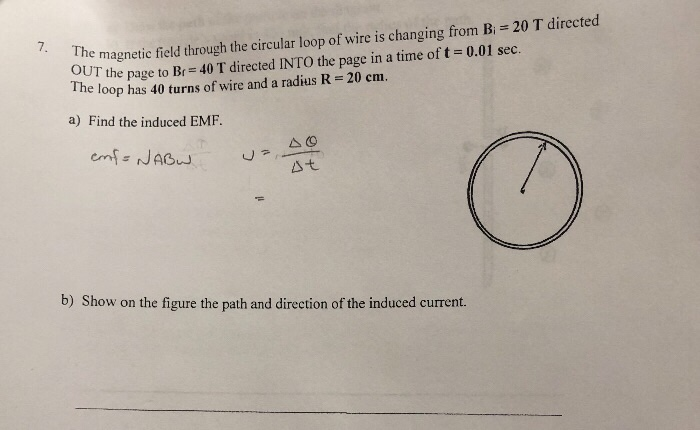 Solved The magnetic field through the circular loop of wire | Chegg.com