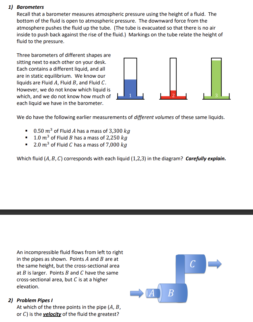Solved 1) Barometers Recall that a barometer measures