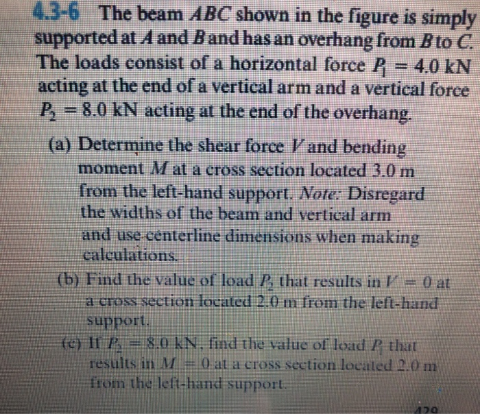 Solved 43-6 The beam ABC shown in the figure is simply | Chegg.com