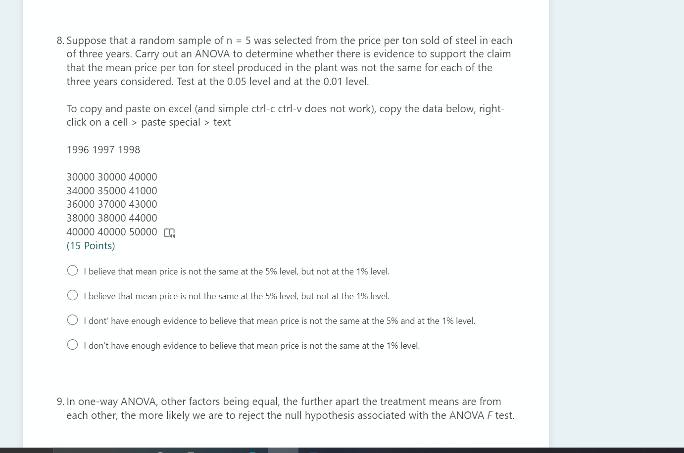 Solved 8.Suppose that a random sample of n = 5 was selected | Chegg.com