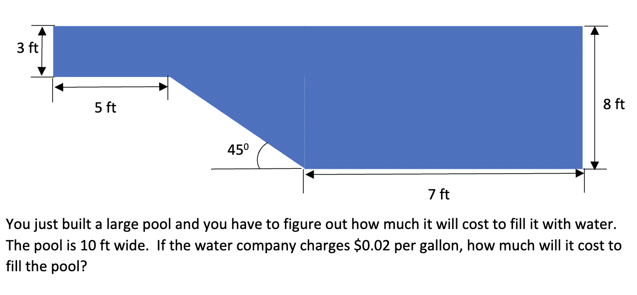 Solved You just built a large pool and you have to figure | Chegg.com
