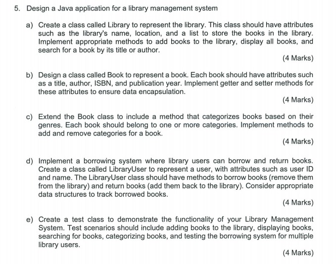 Solved a) Create a class called Library to represent the | Chegg.com