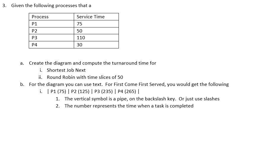 Solved 3. Given the following processes that a Process P1 P2 | Chegg.com