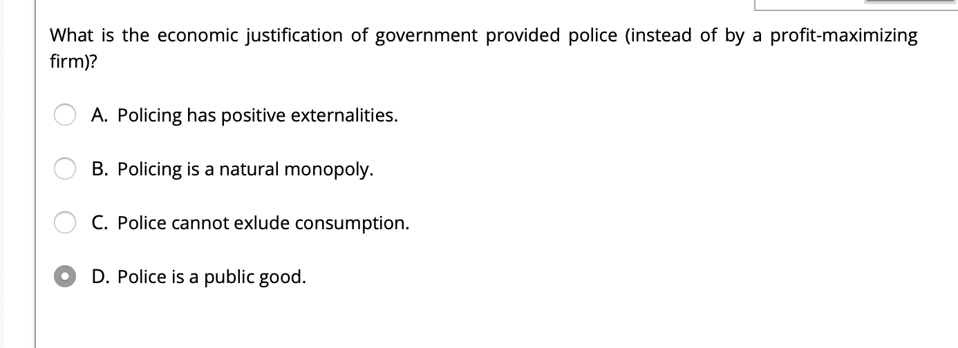Solved What is the economic justification of government | Chegg.com