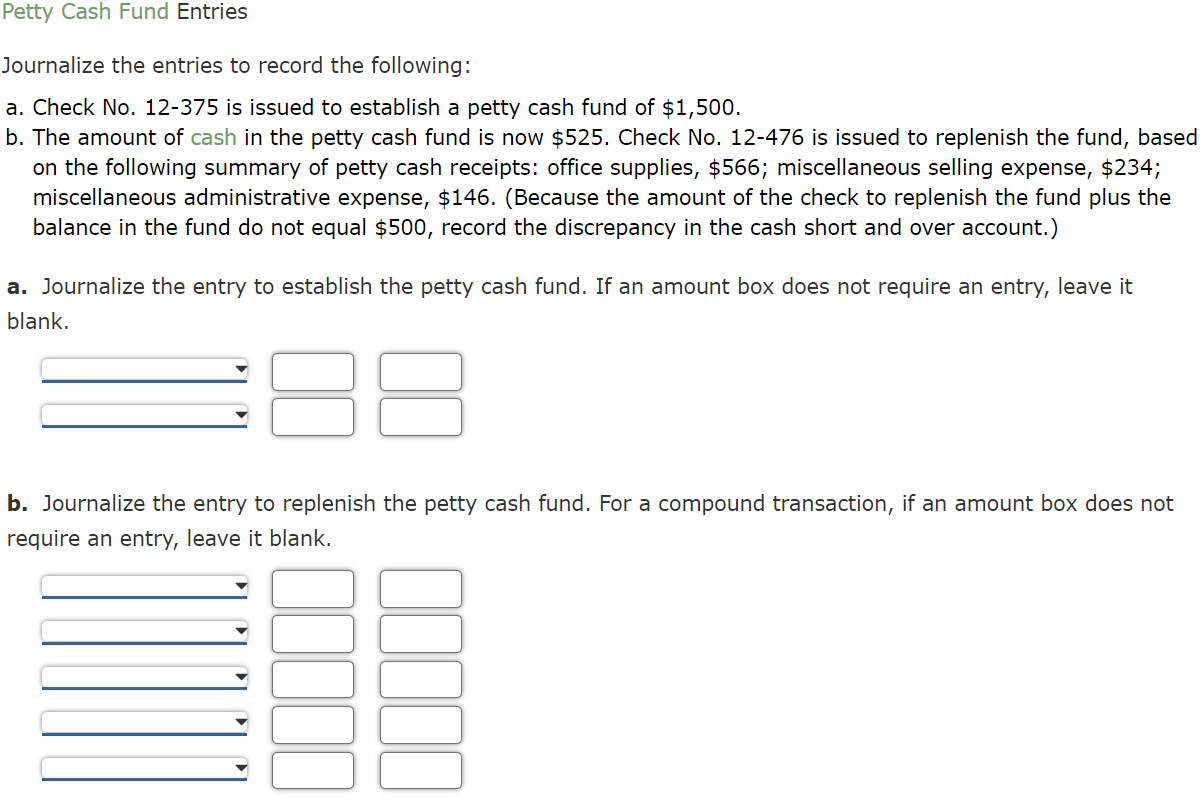 solved-petty-cash-fund-entries-journalize-the-entries-to-chegg