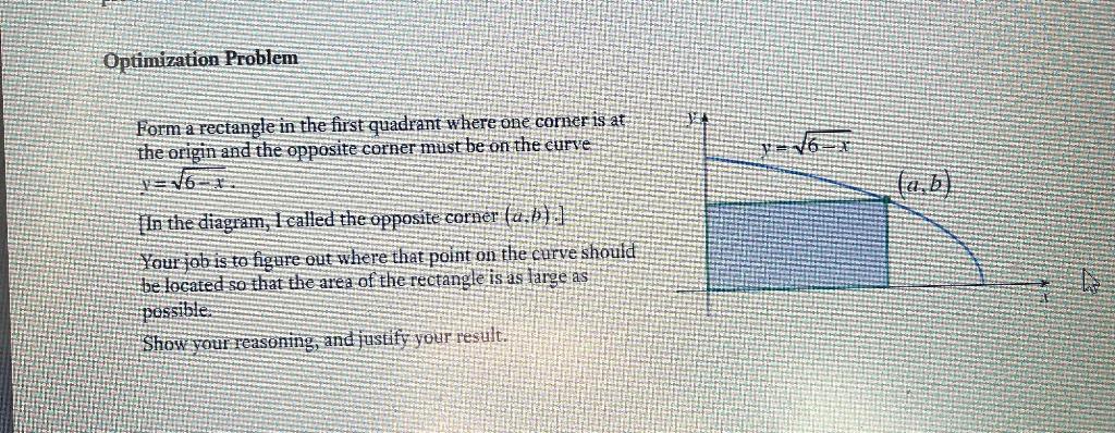 Solved Optimization Problem Form a rectangle in the first | Chegg.com