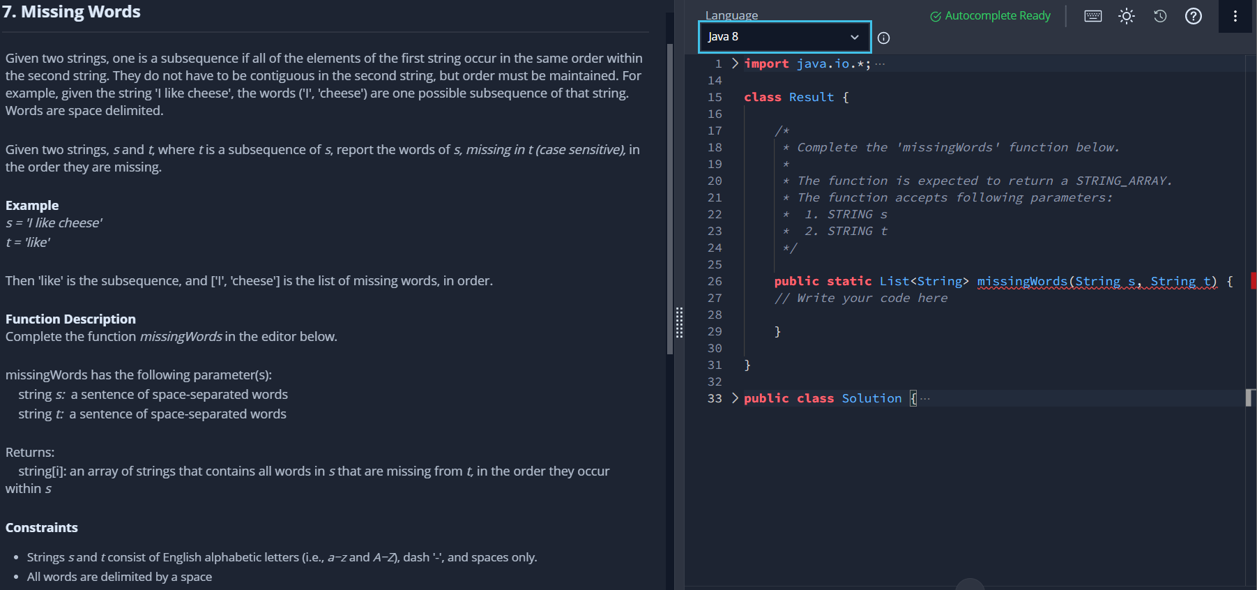 Solved Constraints - Strings s and t consist of English | Chegg.com