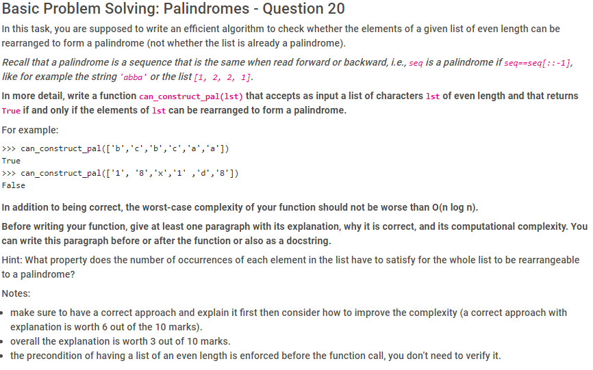Solved Basic Problem Solving: Palindromes - Question 20 In | Chegg.com
