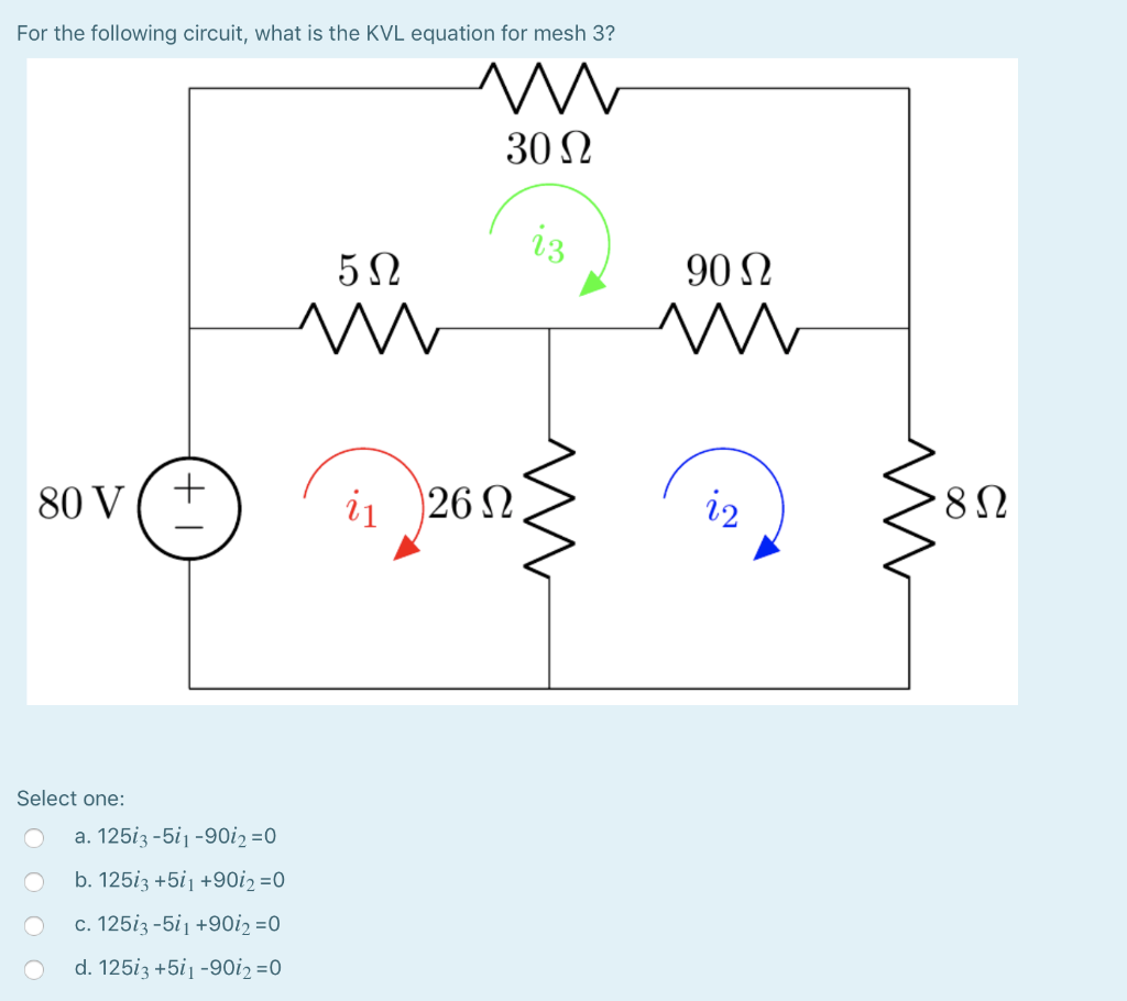 Solved For the following circuit, what is the KVL equation | Chegg.com