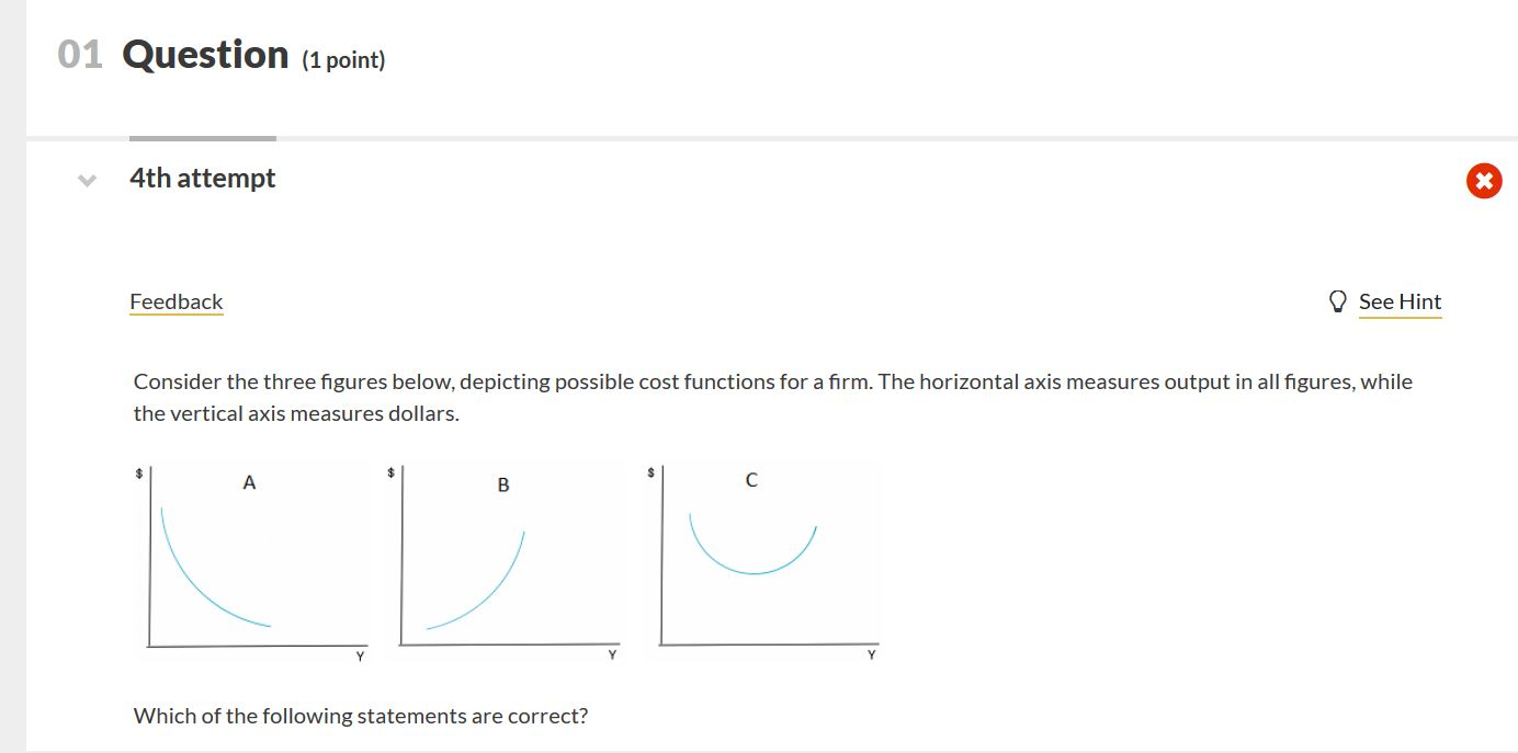 Solved 01 Question (1 point) 4th attempt Feedback See Hint | Chegg.com