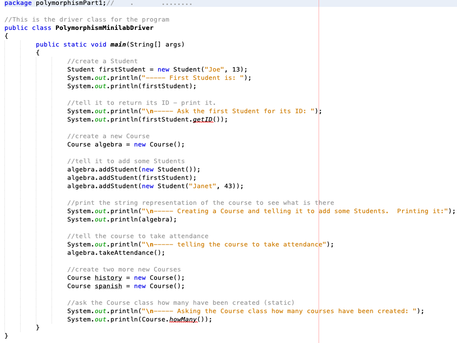 Solved CSC110AB Polymorphism Minilab Introduction You should | Chegg.com