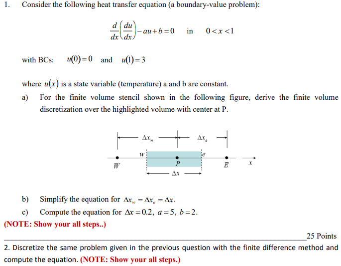 1. Consider The Following Heat Transfer Equation (a | Chegg.com