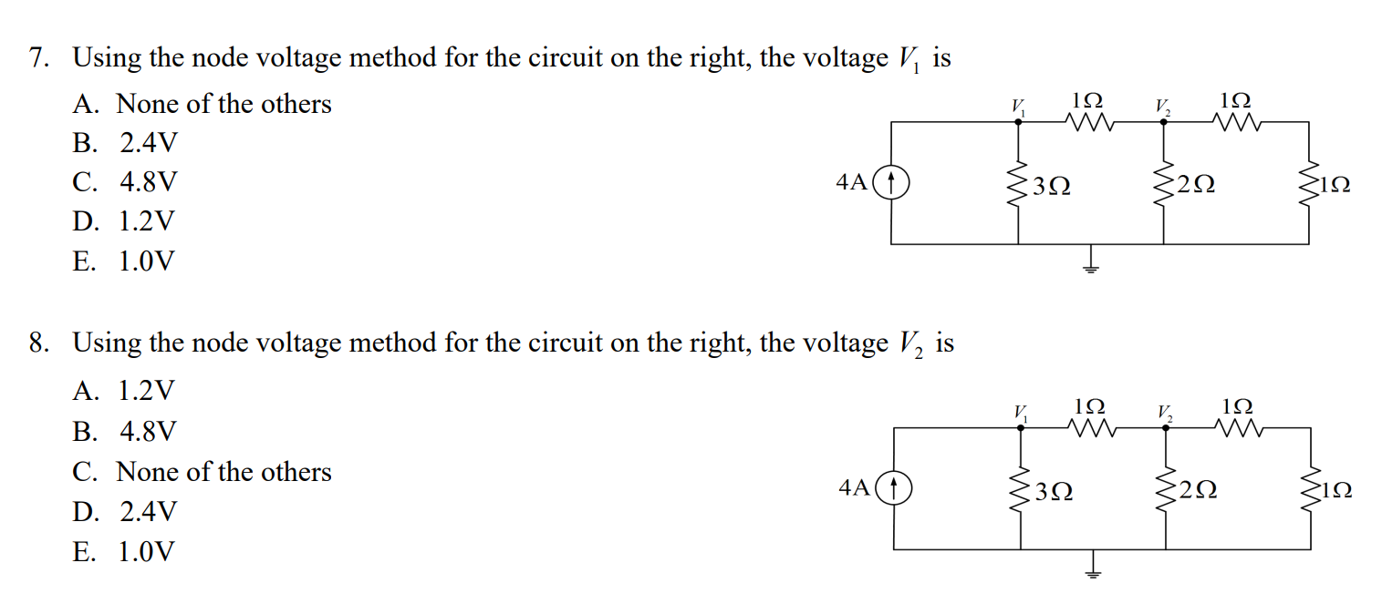 Solved 7. Using the node voltage method for the circuit on | Chegg.com