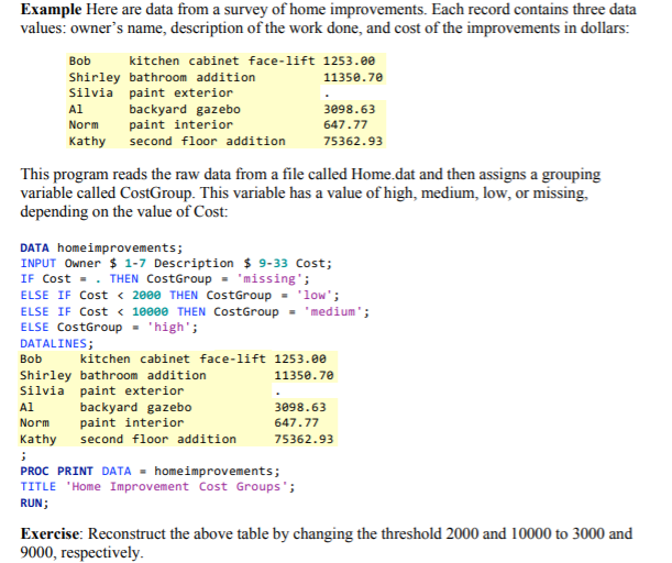 Record Of Survey Cost Solved Example Here Are Data From A Survey Of Home | Chegg.com