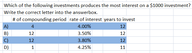 Solved Which of the following investments produces the most | Chegg.com