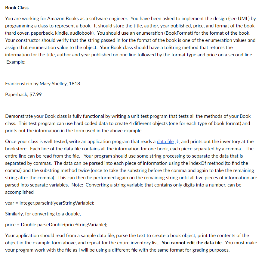 Book Class You are working for Amazon Books as a | Chegg.com