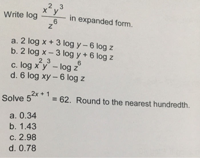 write log z 3 t − 2 in expanded form