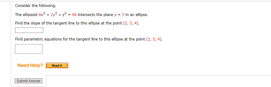 Solved Consider the following. The ellipsoid 8x2 + 2y2 + | Chegg.com