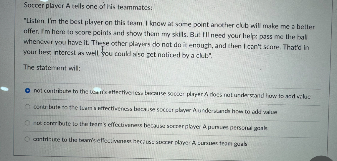 Soccer player A tells one of his teammates: "Listen, | Chegg.com