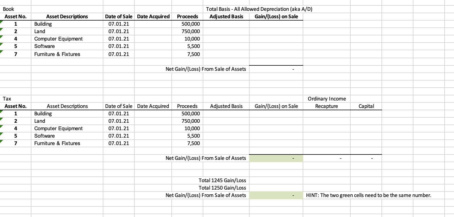 Solved Book Asset No. 1 2 Total Basis - All Allowed | Chegg.com