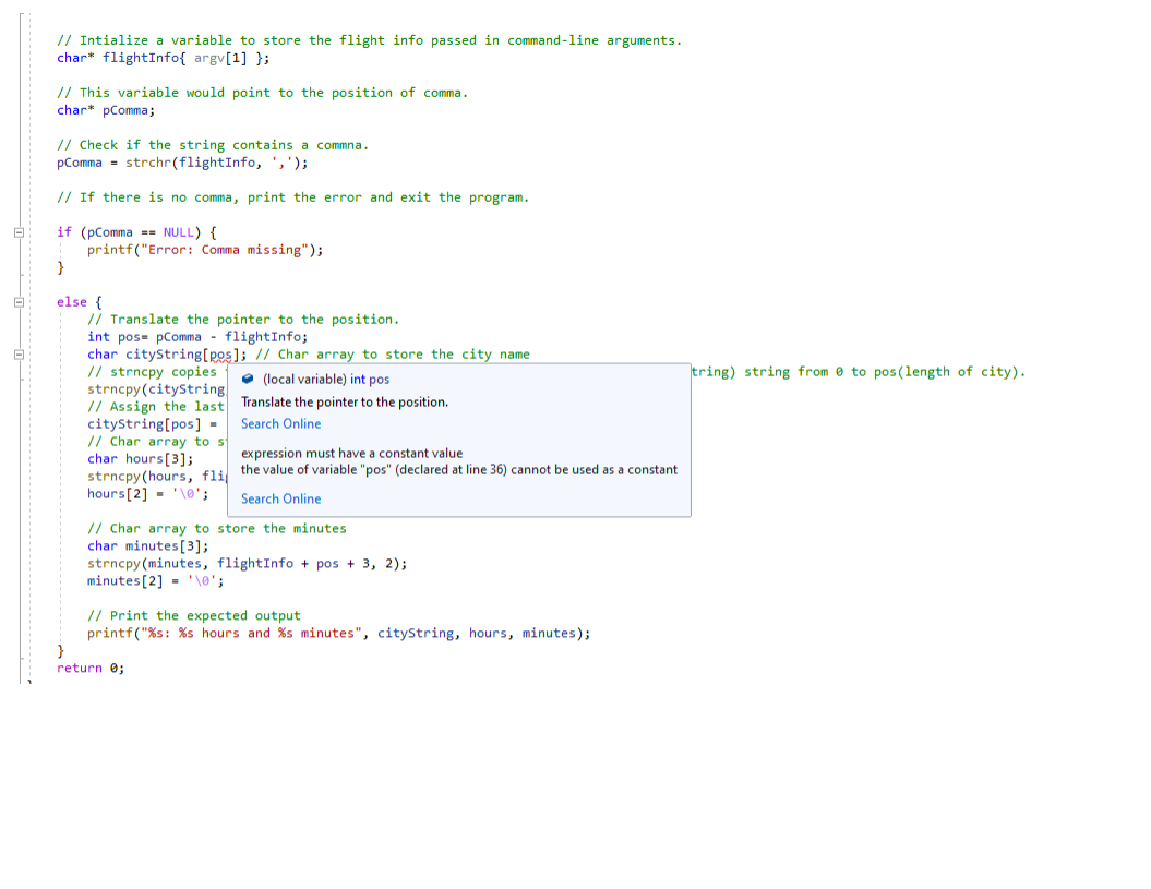 // Intialize a variable to store the flight info | Chegg.com