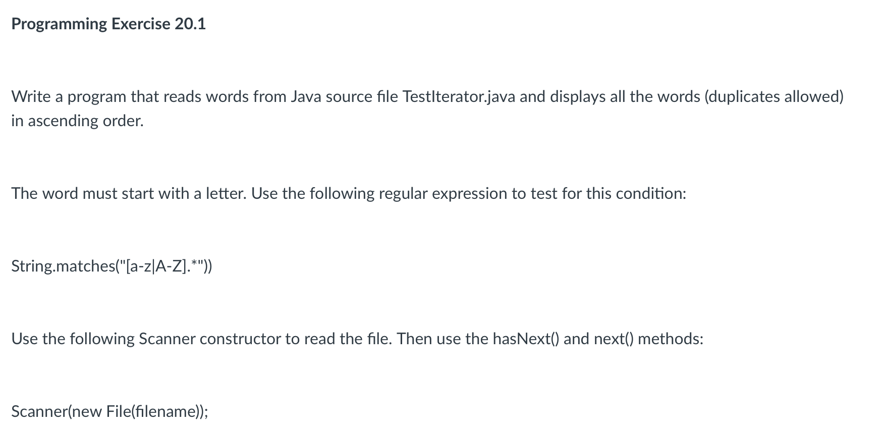 Solved Programming Exercise 20.1 Write a program that reads | Chegg.com