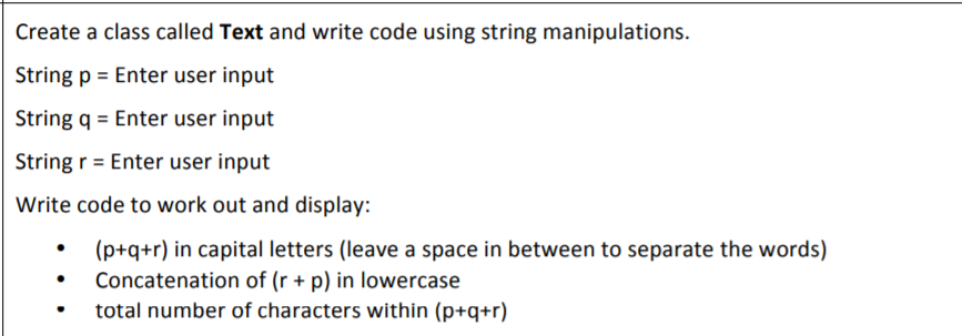 Text Manipulator Class Examples Solved Create a class called Text and write code using | Chegg.com