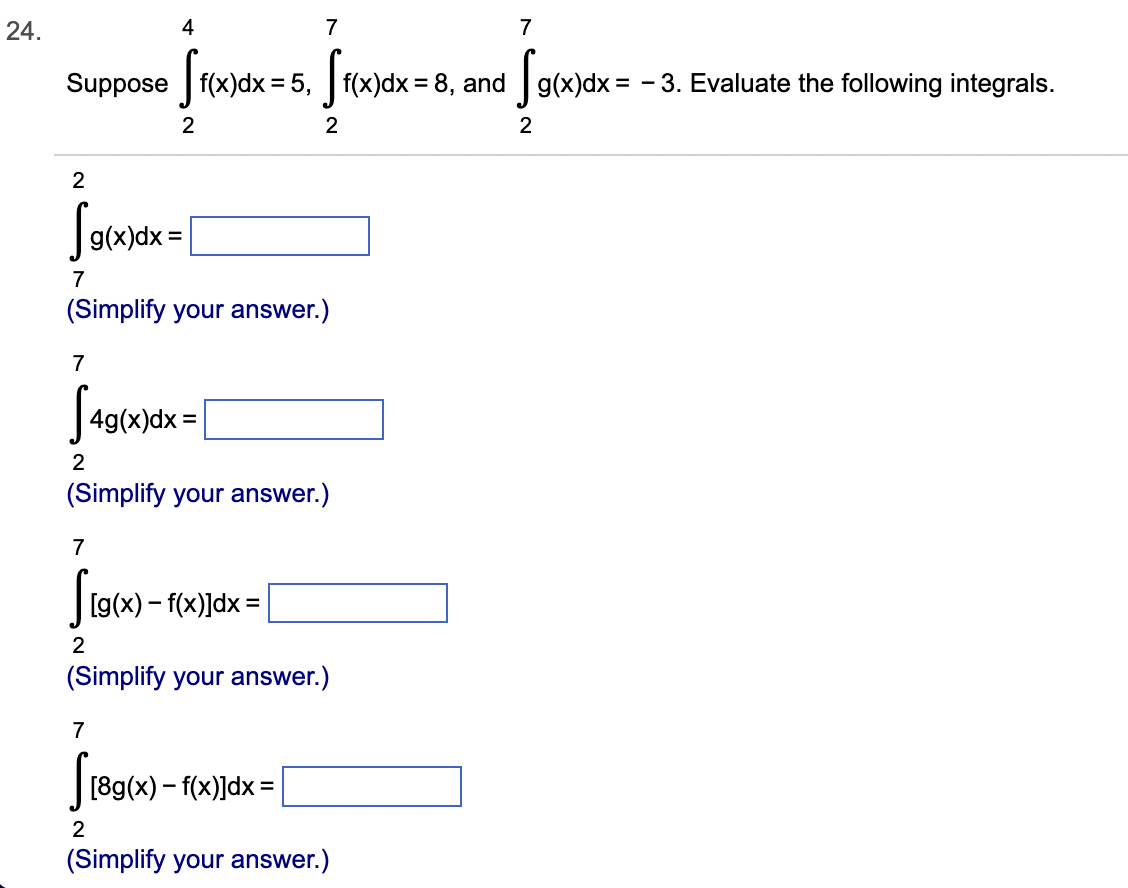 Solved 24 4 7 7 Suppose F X Dx 5 F X Dx 8 And