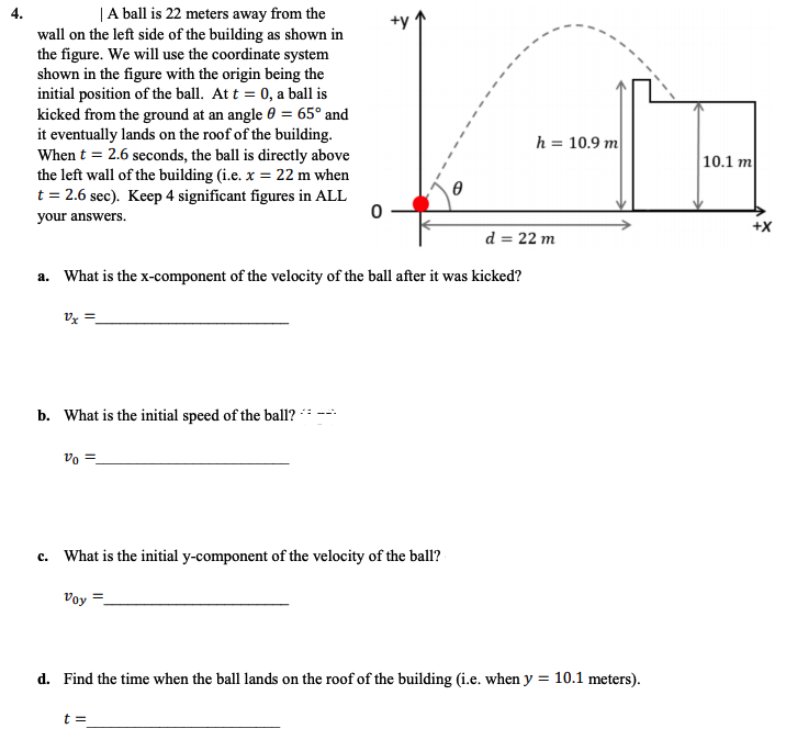 Solved 4. A ball is 22 meters away from the wall on the left | Chegg.com