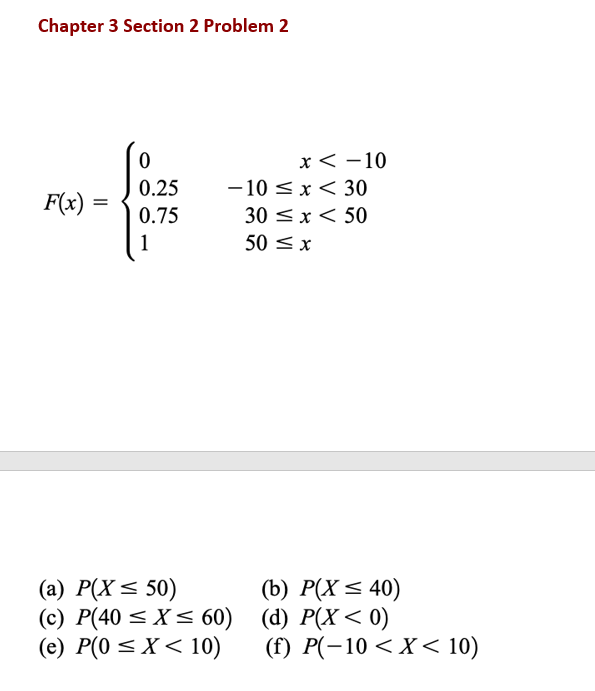 Solved Chapter 3 Section 2 Problem 2 F(x) 0 0.25 0.75 1 | Chegg.com