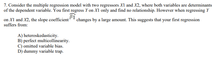 Solved 7. Consider The Multiple Regression Model With Two | Chegg.com