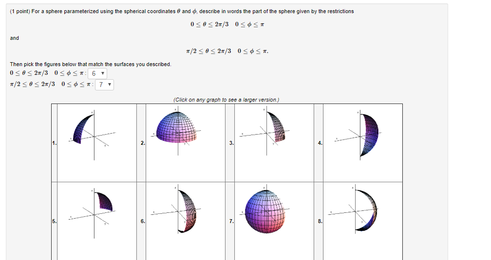 Solved (1 point) For a sphere parameterized using the | Chegg.com
