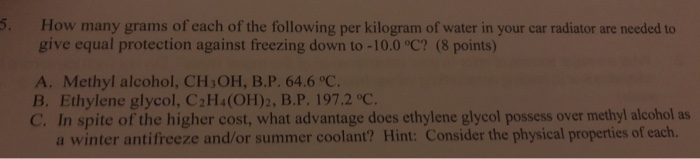 Solved 5. How many grams of each of the following per Chegg