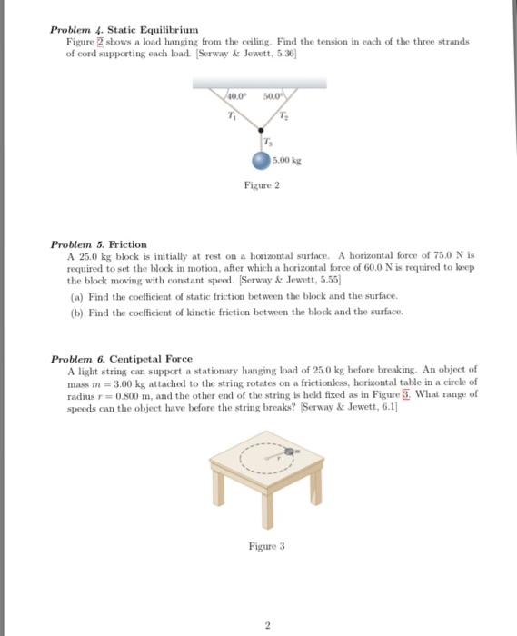 Solved Problem 4. Static Equilibrium Figure 2shows a load | Chegg.com