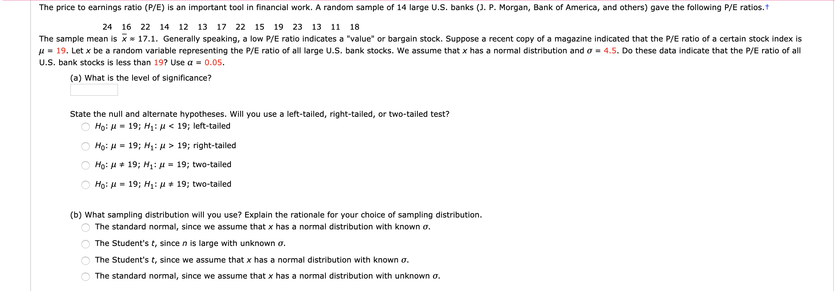 Solved The Price To Earnings Ratio P E Is An Important Chegg Com