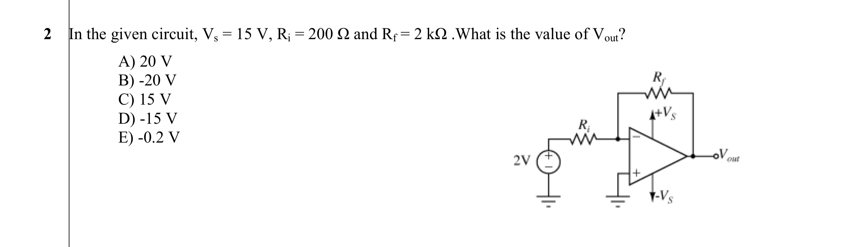 Solved 2 In The Given Circuit Vs 15 V R 0 22 And Chegg Com