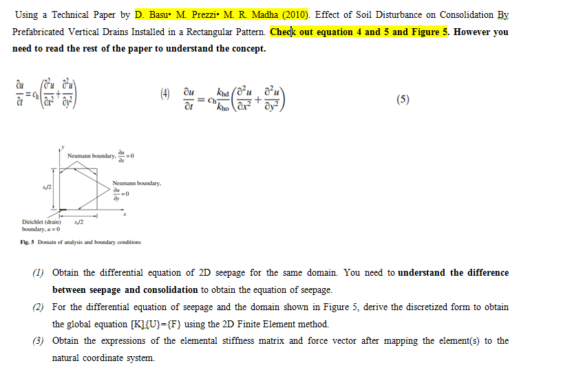 Using a Technical Paper by D. Basu M. Prezzi: M. R. | Chegg.com