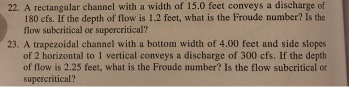 Solved A rectangular channel with a width of 15.0 feet | Chegg.com