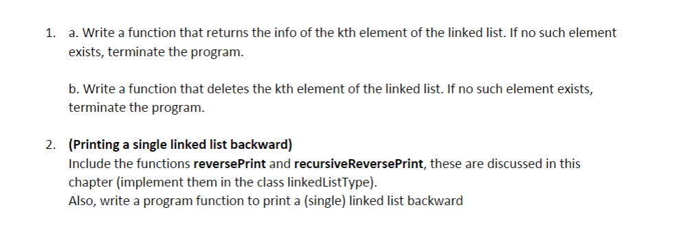 Solved 1. a. Write a function that returns the info of the | Chegg.com