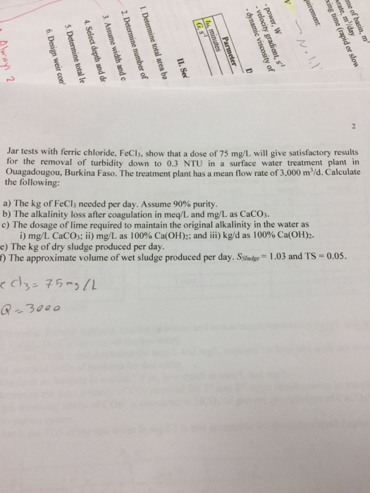 Solved Jar tests with ferric chloride, FeCl_3. show that a