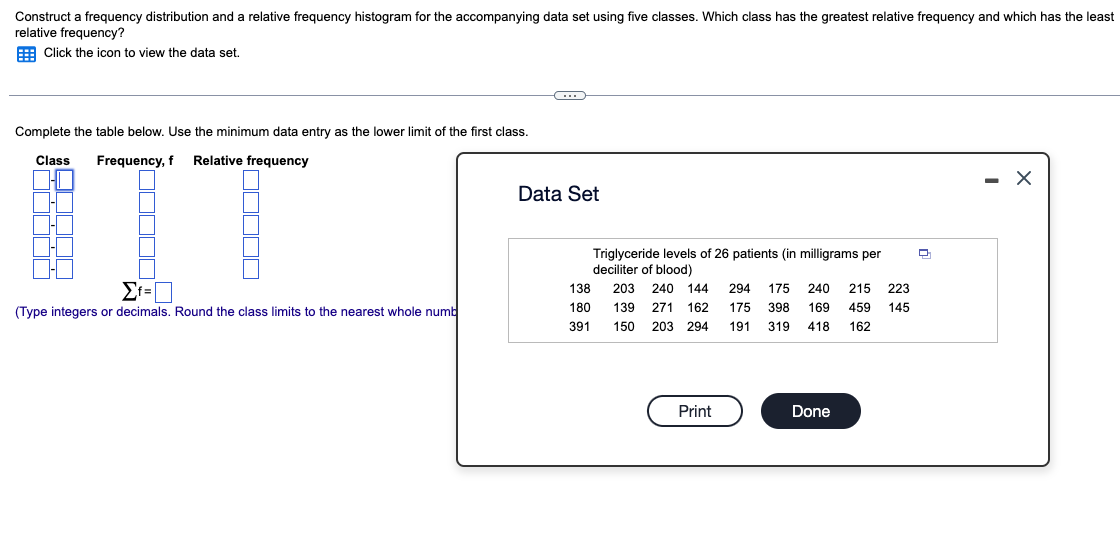 Solved relative frequency? Click the icon to view the data | Chegg.com
