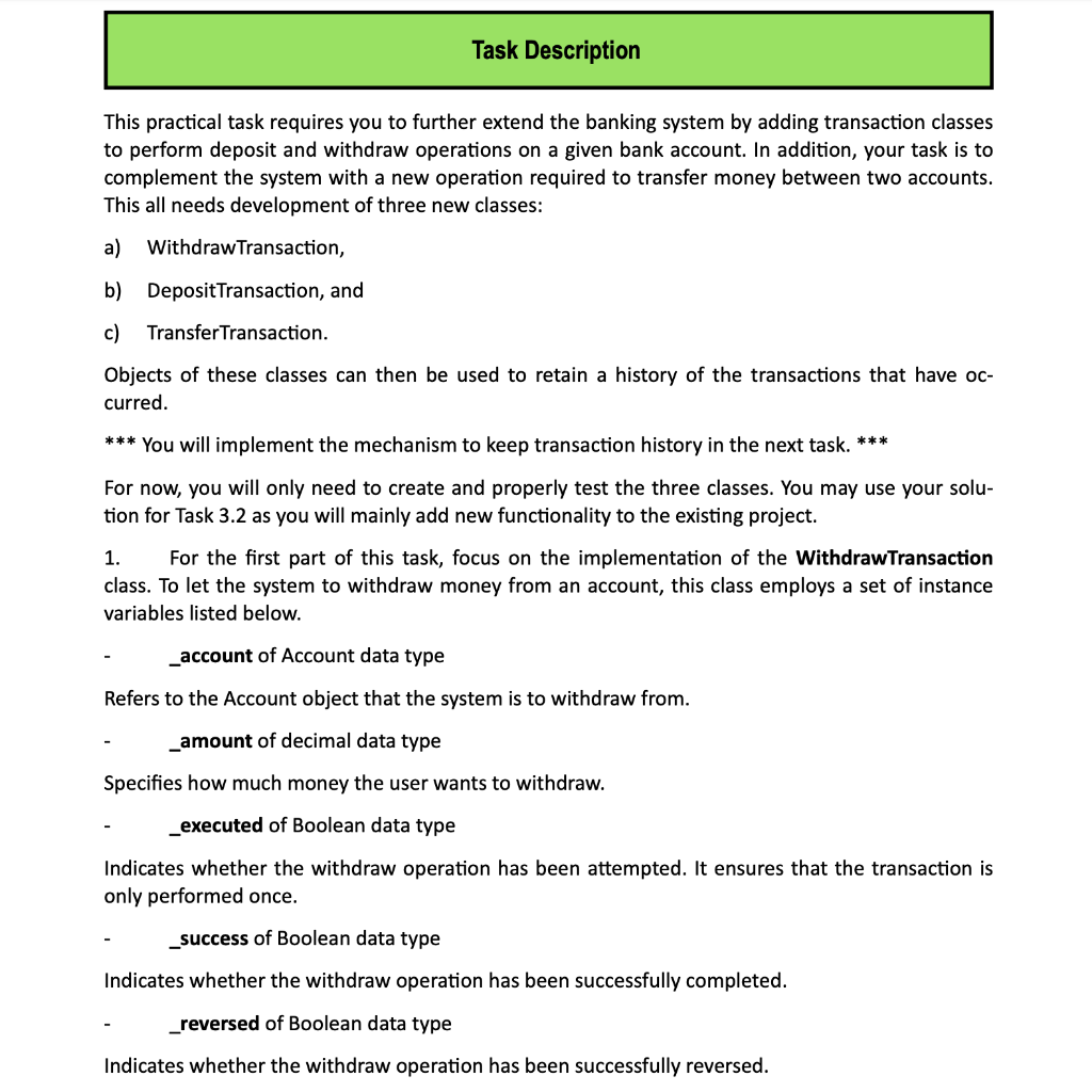 Solved Task Description This practical task requires you to | Chegg.com