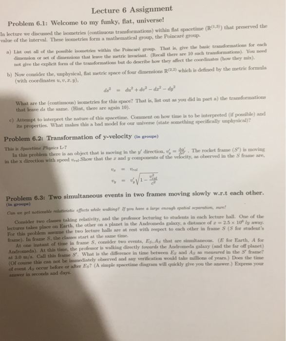 Lecture 6 Assignment In lecture we discussed the | Chegg.com