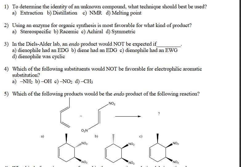 Solved 1) To determine the identity of an unknown compound, | Chegg.com