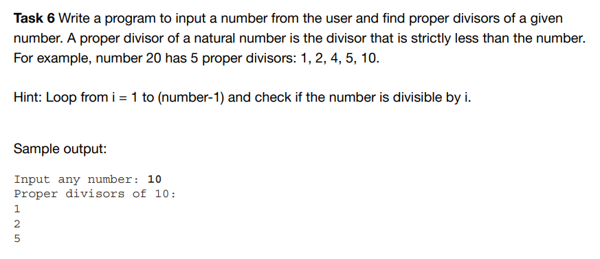 Solved Task 6 Write a program to input a number from the | Chegg.com
